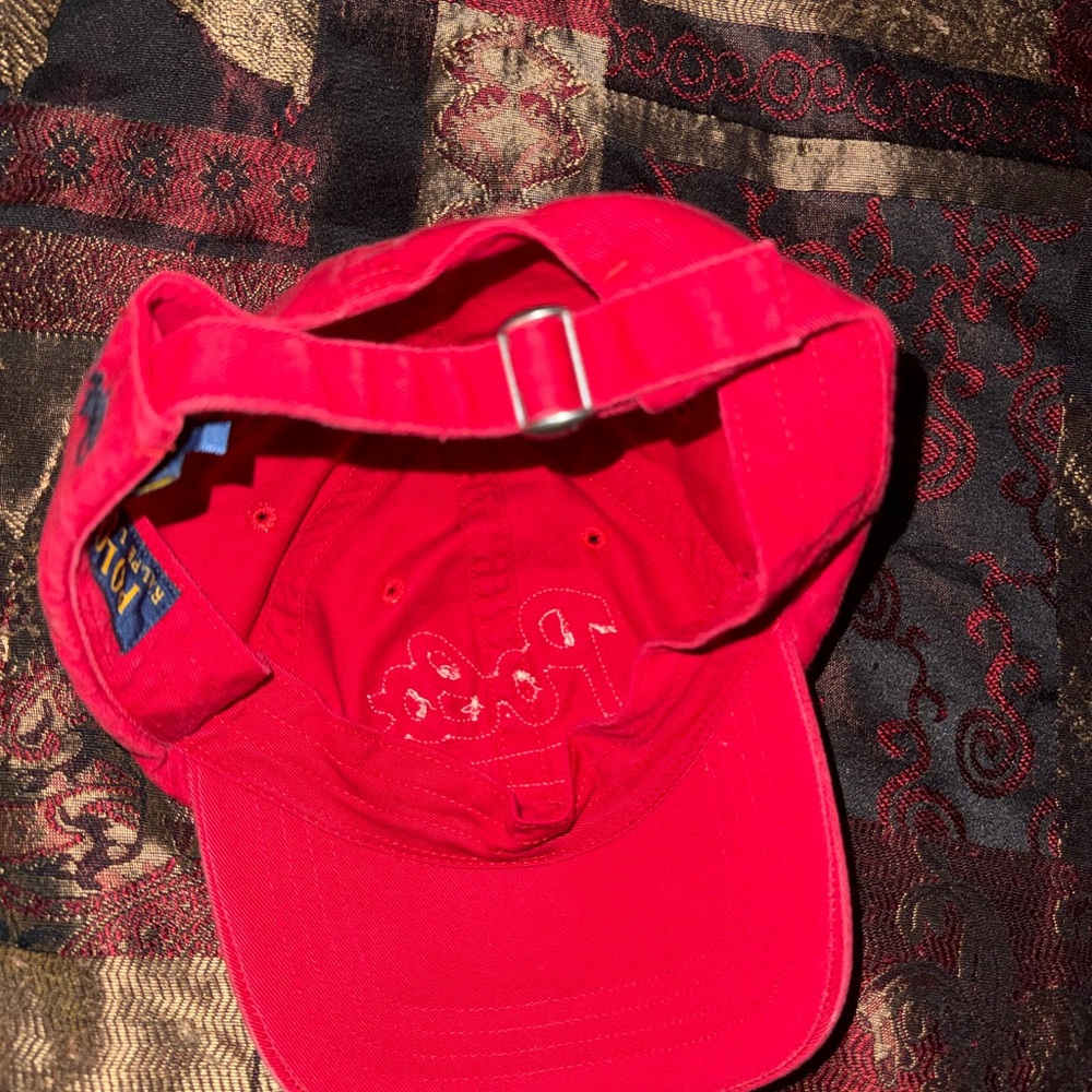Polo Ralph Lauren Scripted Cursive Embroidered Red Adjustable Cap - Picture 4 of 6